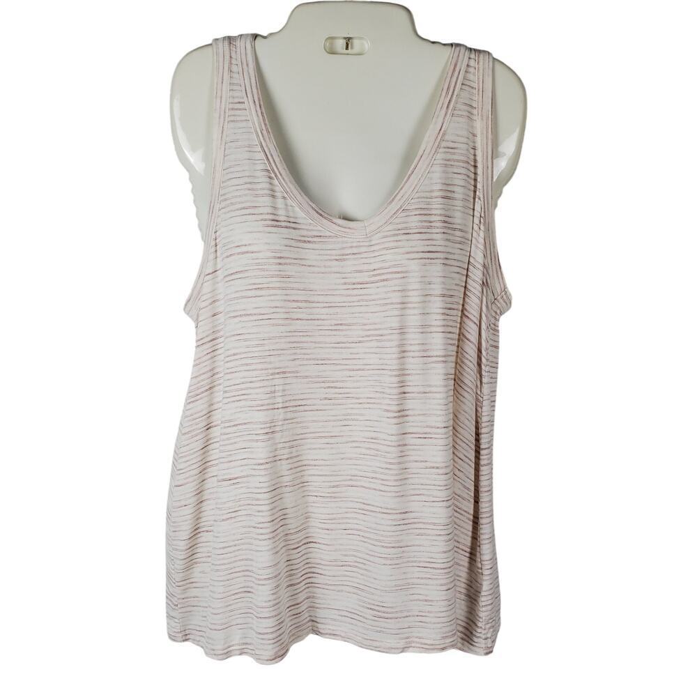 Old Navy Luxe Cream Striped Sleeveless Tank Top Size Large Neutral Travel Beach